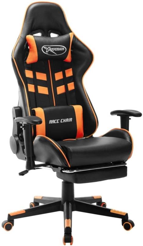 Herní židle SHUMEE Herní židle s podnožkou černá a oranžová umělá kůže, 20516