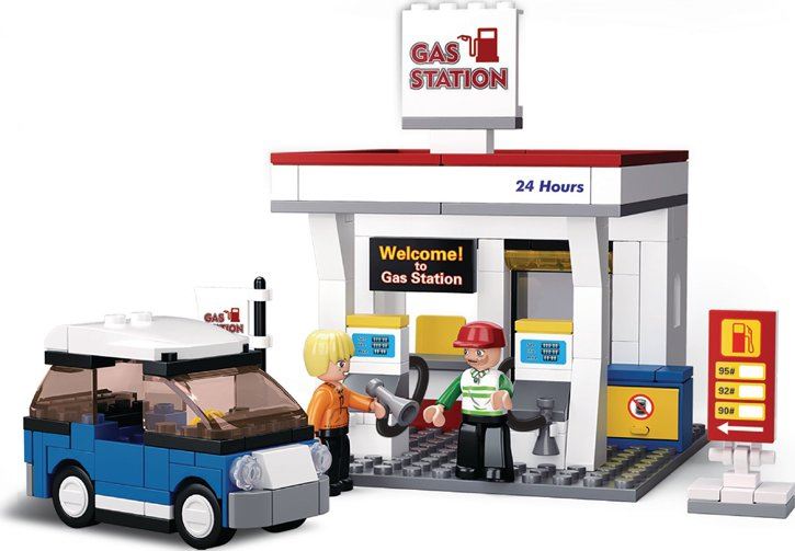 SLUBAN stavebnice Town Čerpací stanice, 167 dílků (kompatibilní s LEGO)