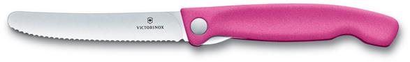 Kuchyňský nůž Victorinox skládací svačinový nůž Swiss Classic, růžový, vlnkované ostří 11cm
