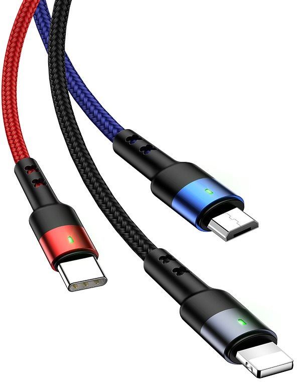 Datový kabel USAMS US-SJ410 U26 3in1 Charging & Data Cable 3m black