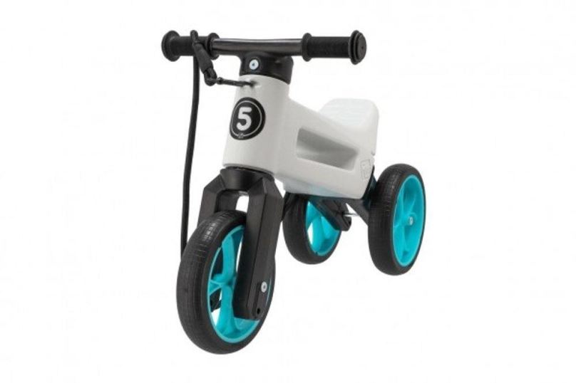 Odrážedlo Odrážedlo Funny wheels Rider SuperSport bílé/tyrkys 2v1+popruh,výš.sedla28/30cm nos.25kg 18m+v sáčku