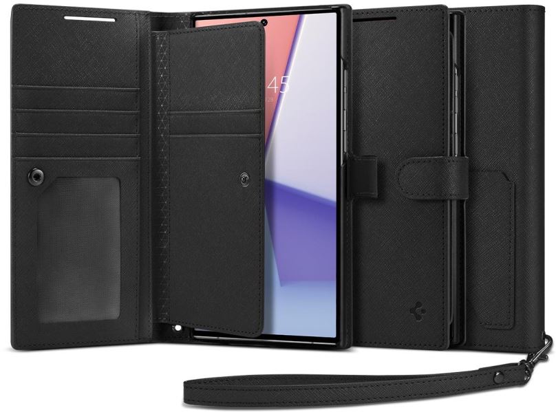 Kryt na mobil Spigen Wallet S Plus Black Samsung Galaxy S23 Ultra
