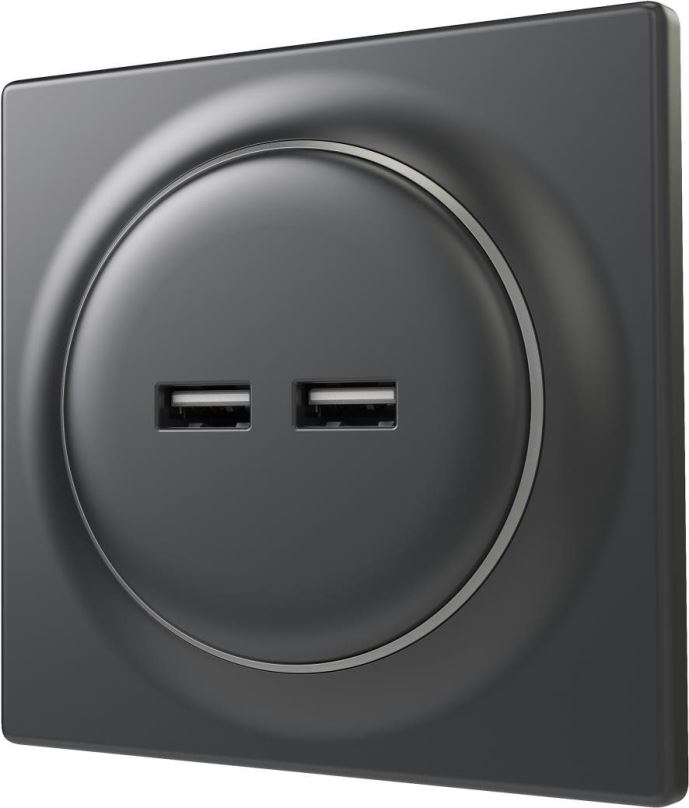 Zásuvka FIBARO Walli USB zásuvka matný antracit