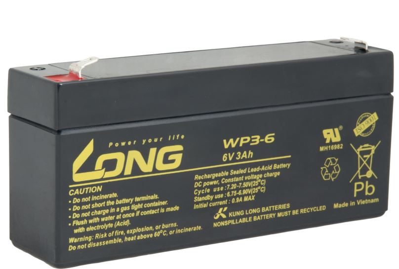 Baterie pro záložní zdroje LONG baterie 6V 3Ah F1 (WP3-6)