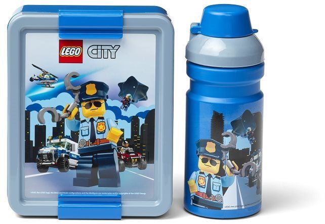 Svačinový box LEGO City svačinový set (láhev a box) - modrá