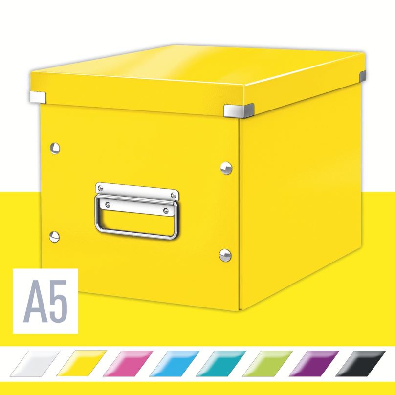 Archivační krabice LEITZ WOW Click & Store A5 26 x 24 x 26 cm, žlutá