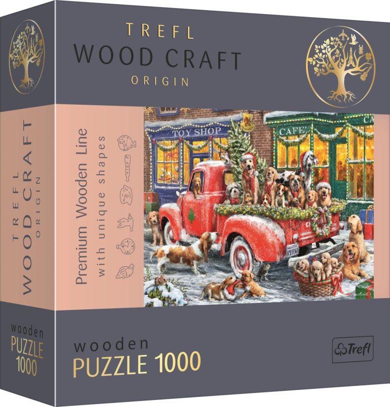 Dřevěné puzzle Trefl Wood Craft Origin puzzle Santovi malí pomocníci 1000 dílků