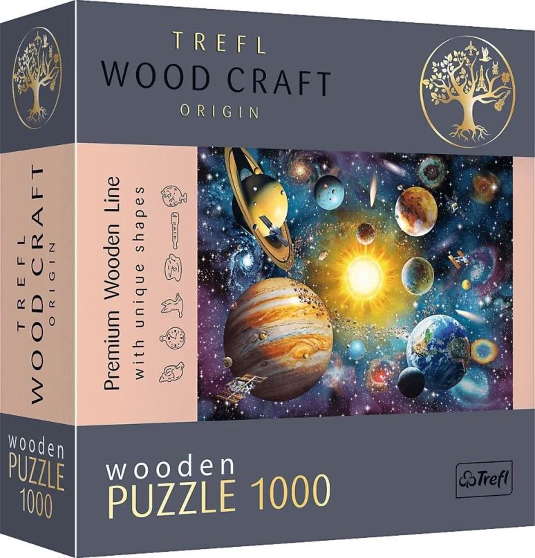 Dřevěné puzzle Trefl Wood Craft Origin puzzle Cesta sluneční soustavou 1000 dílků