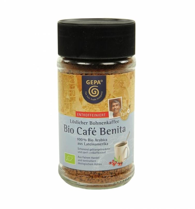 Káva Gepa Instantní káva Fairtrade BIO Benita Premium BEZ KOFEINU 100 g