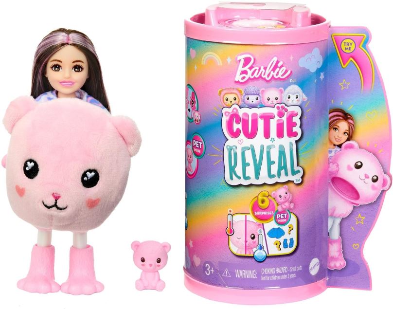 Panenka Barbie Cutie Reveal Chelsea pastelová edice - Medvěd