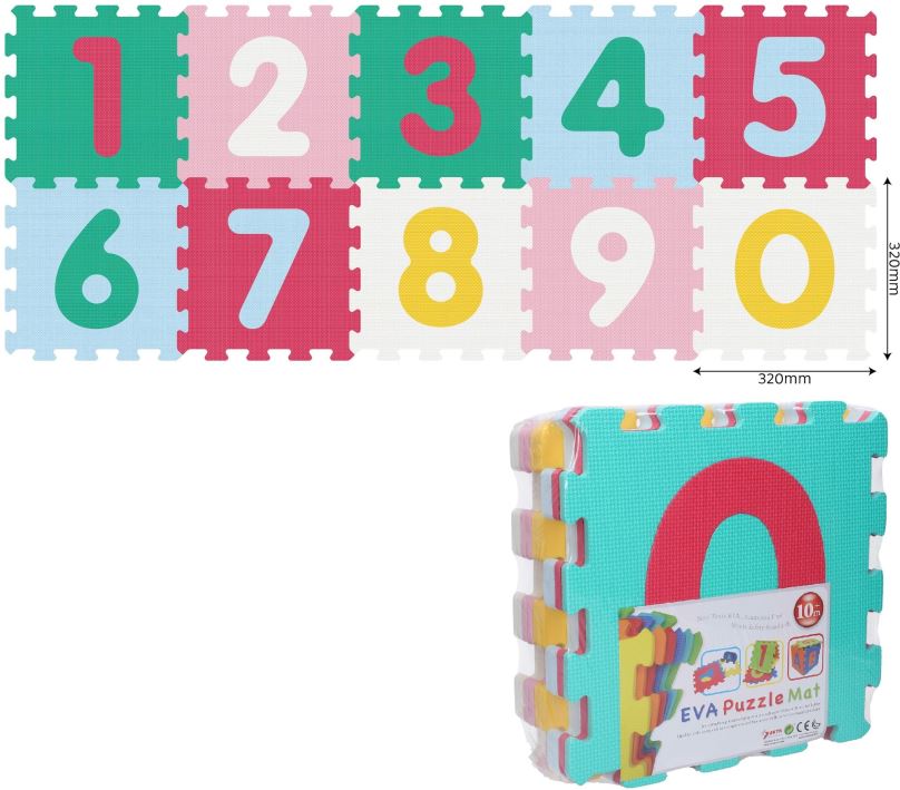 Pěnové puzzle Wiky Měkké bloky číslice 10 ks, 32 cm