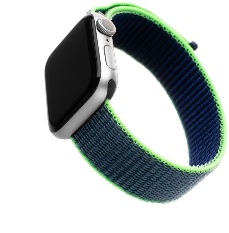 Řemínek FIXED Nylon Strap pro Apple Watch 42/44/45/Ultra 49mm neonově modrý