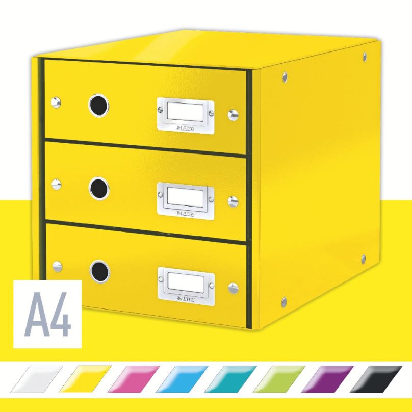 Zásuvkový box LEITZ Click & Store WOW, 3dílný, žlutý