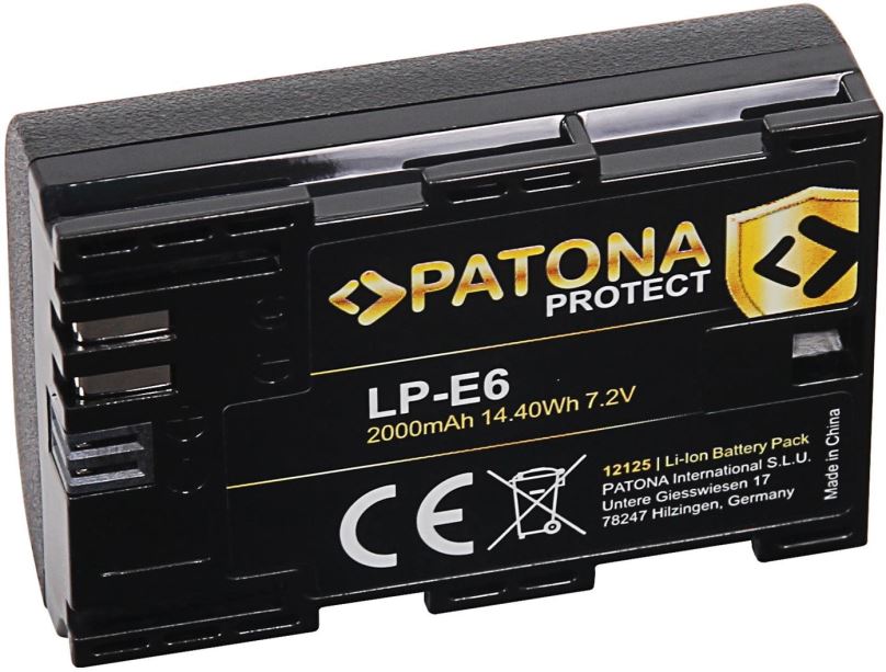 Baterie pro fotoaparát PATONA pro Canon LP-E6 2000mAh Li-Ion Protect