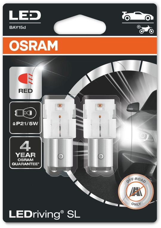 LED autožárovka OSRAM LEDriving SL P21/5W Červená 12V dva kusy v balení