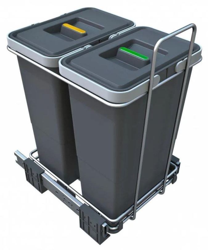 Odpadkový koš Elletipi ECOFIL - výsuvný, s rámem, 8+8 L, PF01 34C2