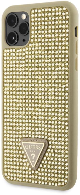 Kryt na mobil Guess Rhinestones Triangle Metal Logo Kryt pro iPhone 11 Pro Max Gold