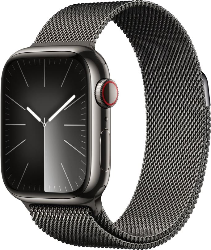 Chytré hodinky Apple Watch Series 9 41mm Cellular Grafitově šedý nerez s grafitově šedým milánským tahem