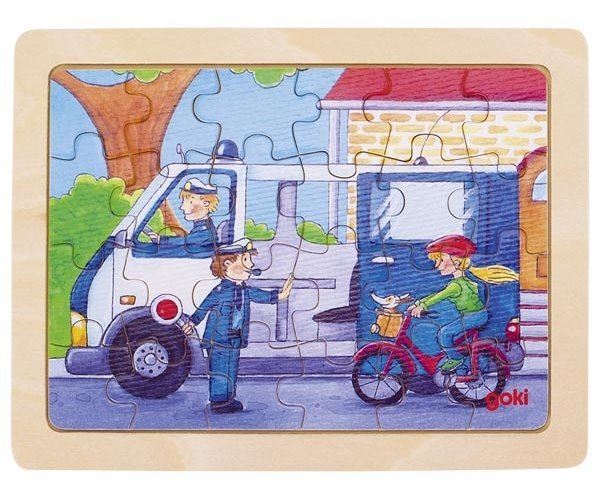 GOKI Dřevěné puzzle Policie při práci 24 dílků