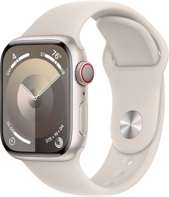 Chytré hodinky Apple Watch Series 9 41mm Cellular Hvězdně bílý hliník s hvězdně bílým sportovním řemínkem - M/L