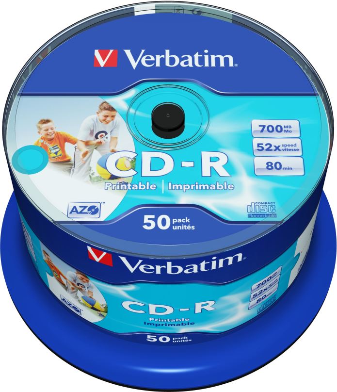 Média VERBATIM CD-R AZO 700MB, 52x, printable, spindle 50 ks