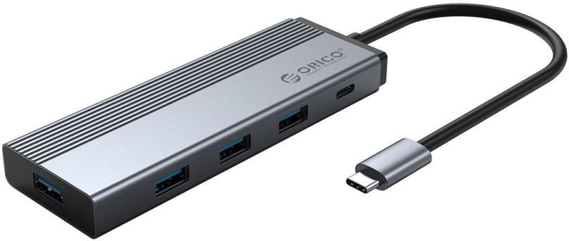 Replikátor portů ORICO 5-in-1 USB-C Hub, 4x USB 3.0, 1x USB-C, PD 100W, hliník