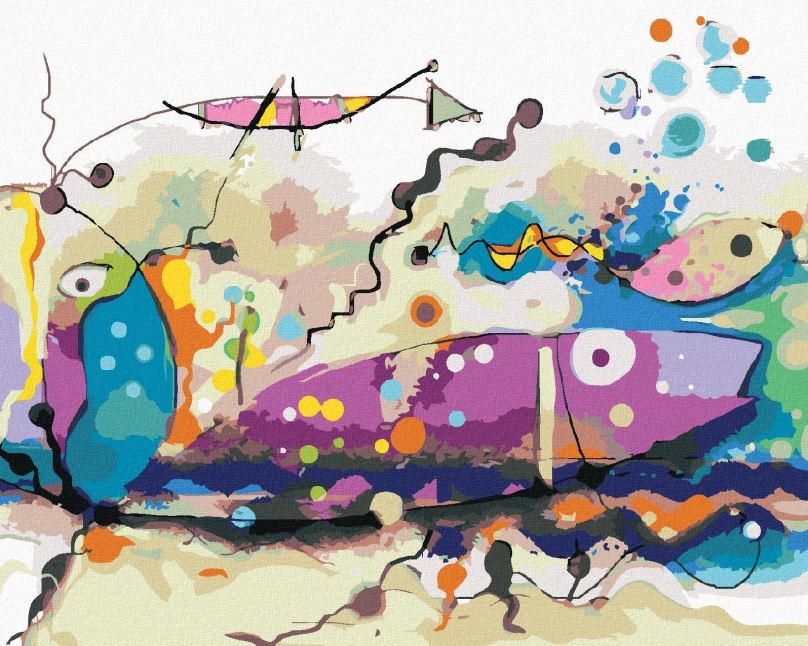 Malování podle čísel Abstraktní ryby, 40x50 cm, bez rámu a bez vypnutí plátna
