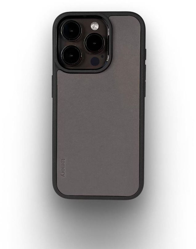 Kryt na mobil Lemory iPhone 15 Pro kožený kryt s podporou MagSafe šedý