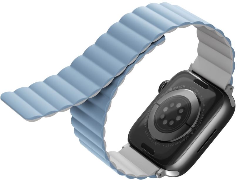 Řemínek Uniq Revix Reversible Magnetic řemínek pro Apple Watch 49/45/44/42mm bílý/modrý