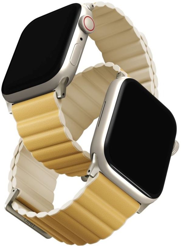 Řemínek Uniq Revix Premium Edition Reversible Magnetic řemínek pro Apple Watch 41/40/38mm žlutý/béžový
