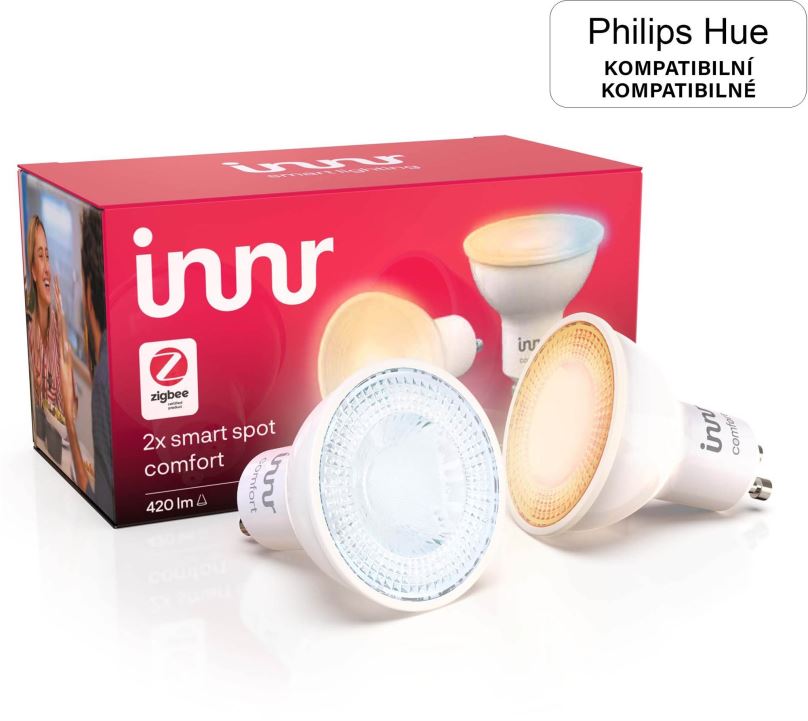 LED žárovka Innr Chytré bodové LED světlo GU10, Comfort, kompatibilní s Philips Hue, 2 ks