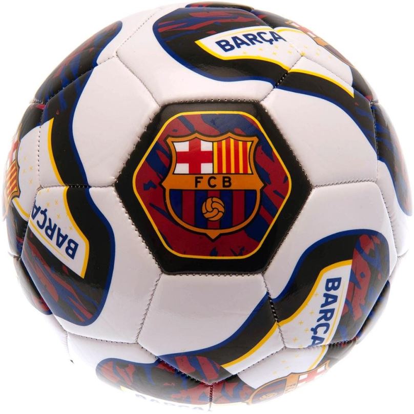Fotbalový míč Ouky FC Barcelona, bílo-černý, 26 panelů, vel. 5