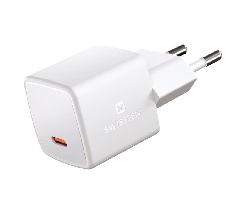 Nabíječka do sítě Swissten Mini síťový adaptér GaN USB-C 25W Power Delivery