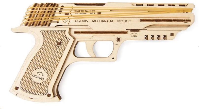 Dřevěná stavebnice Ugears Wolf-01 model pistole