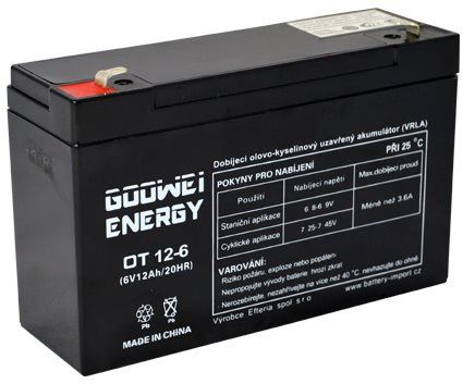 Baterie pro záložní zdroje GOOWEI ENERGY Bezúdržbový olověný akumulátor OT12-6, 6V, 12Ah