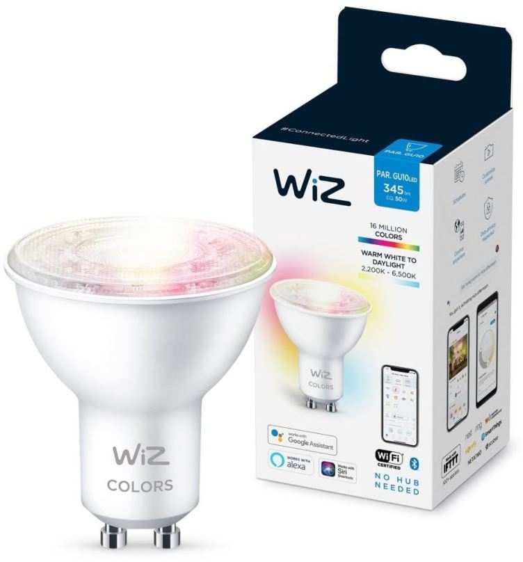 WiZ Colors 8718699787134 inteligentní LED žárovka GU10 | 1x4,9W | 345lm | 2200-6500K | RGB