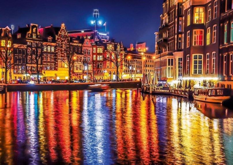 Puzzle Clementoni Puzzle Noční Amsterdam, Nizozemsko 500 dílků
