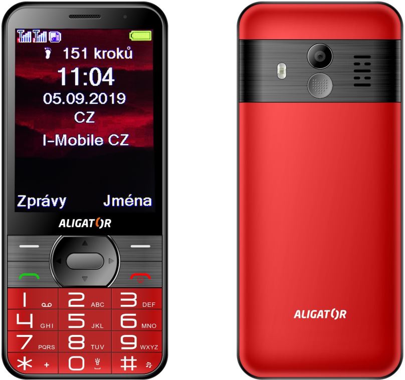 Mobilní telefon ALIGATOR A900 GPS Senior červený