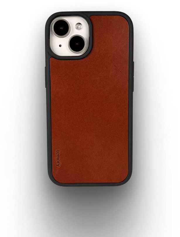 Kryt na mobil Lemory iPhone 15 kožený kryt s podporou MagSafe hnědý