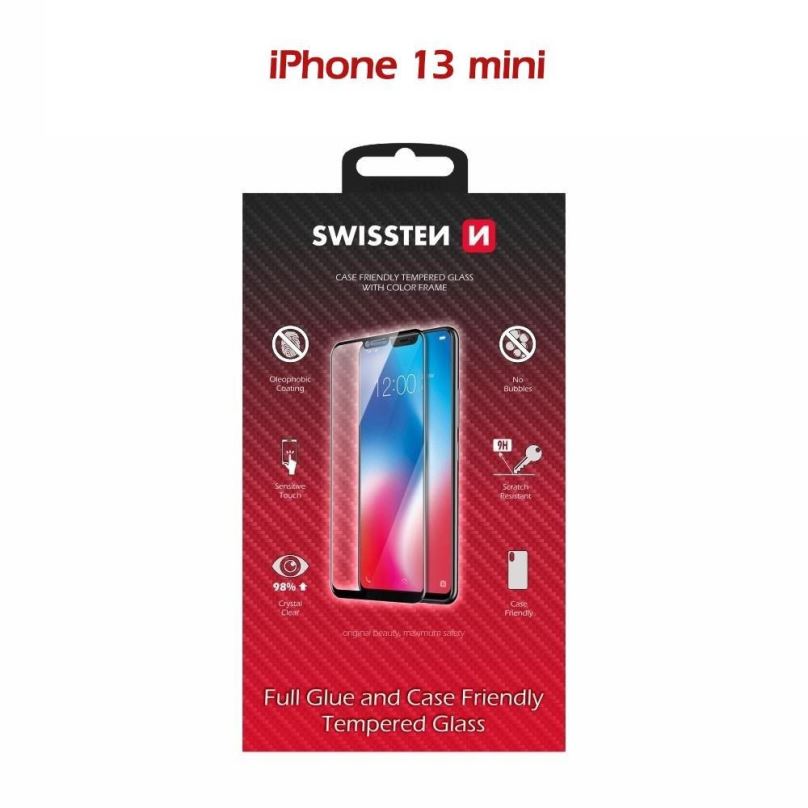 Ochranné sklo Swissten Case Friendly pro Apple iPhone 13 mini černé