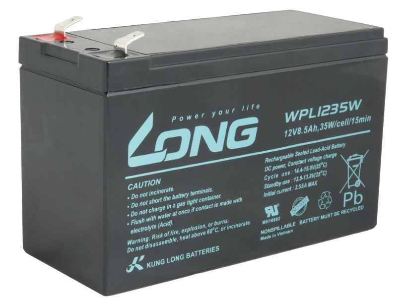 Baterie pro záložní zdroje Long baterie 12V 8,5Ah F2 HighRate LongLife 9 let (WPL1235W)