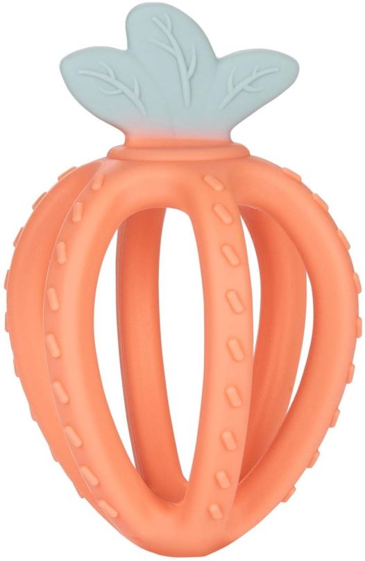 Kousátko Canpol Babies Silikonové senzorické 3D kousátko Jahoda oranžové