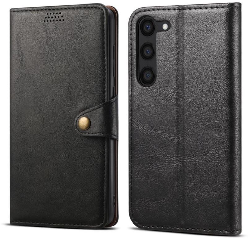 Pouzdro na mobil Lenuo Leather flipové pouzdro pro Samsung Galaxy S23+, černá