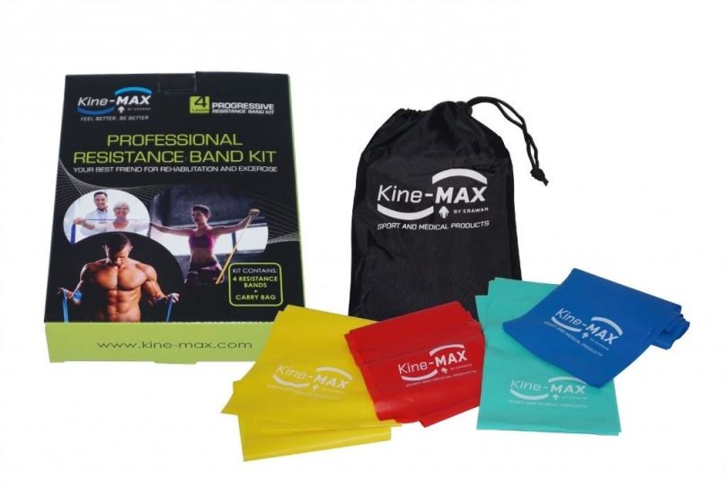 Sada gum na cvičení Kine-MAX Pro-Resistance Band Kit – Set posilovacích gum – Level 1-4