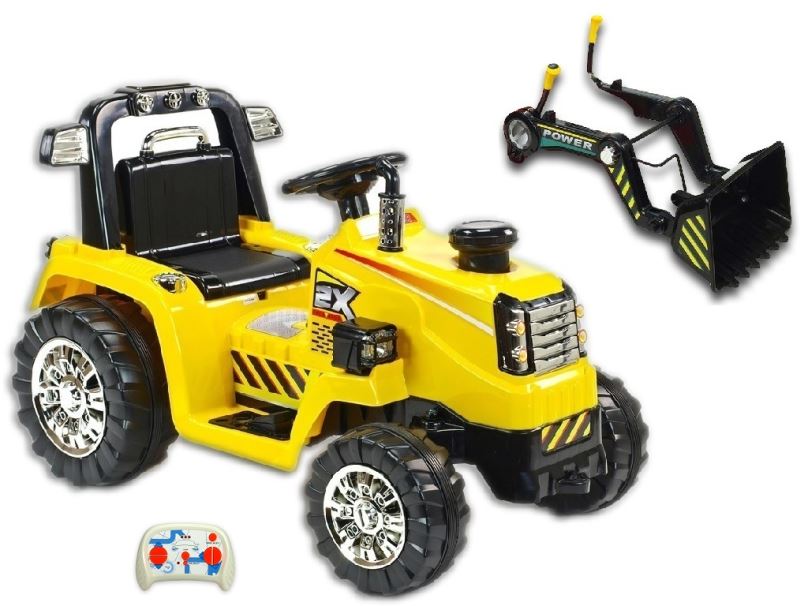 Elektrický traktor pro děti EXCAVATOR se lžící, žlutý (DO)