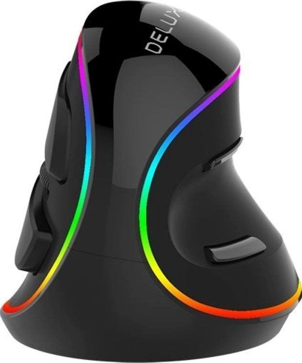 Myš DELUX M618PR Rechargeable RGB Vertical mouse, černá