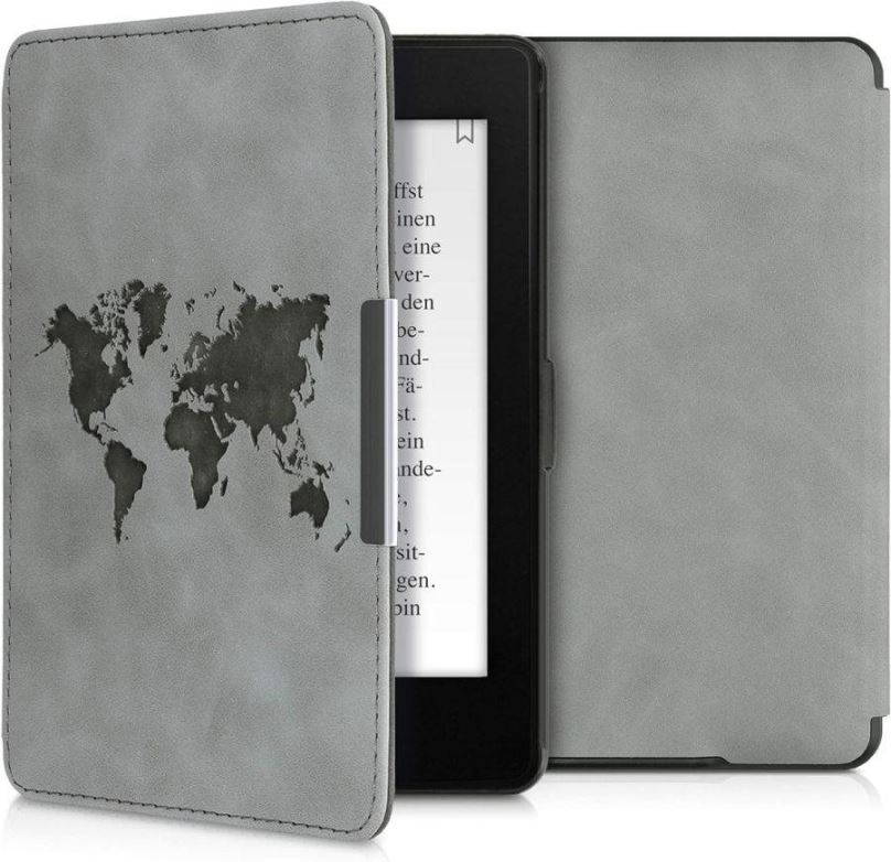 Pouzdro na čtečku knih KW Mobile - Travel Outline - KW4974705 - pouzdro pro Amazon Kindle Paperwhite 1/2/3 - šedé
