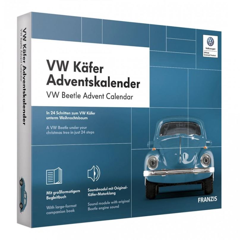 Adventní kalendář Franzis Verlag adventní kalendář VW Brouk se zvukem modrý 1:43