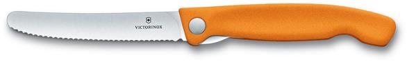 Kuchyňský nůž Victorinox skládací svačinový nůž Swiss Classic, oranžový, vlnkované ostří 11cm