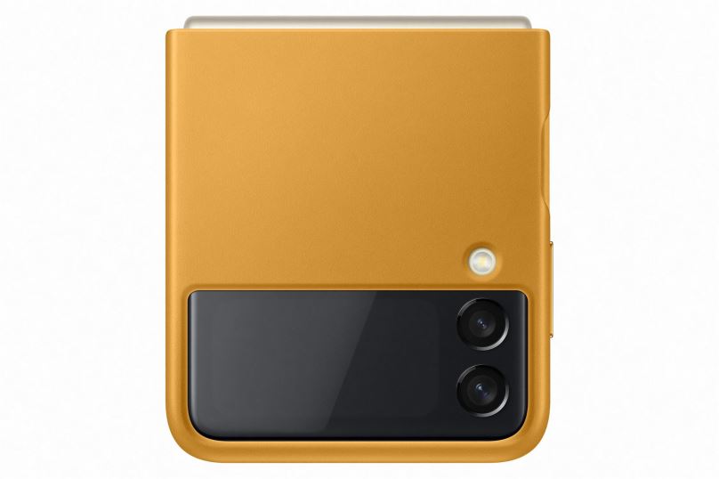 Kryt na mobil Samsung kožený zadní kryt pro Galaxy Z Flip3 mustard